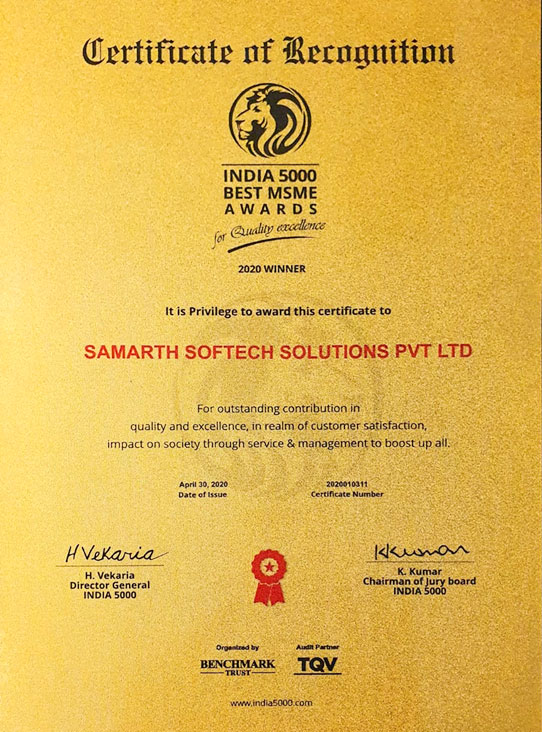 India 5000 – Best MSME Award for Excellence in Quality